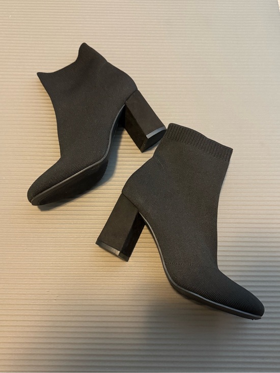 Girl MIA Shoes - Women's Black Knit Sock Booties with Block Heel